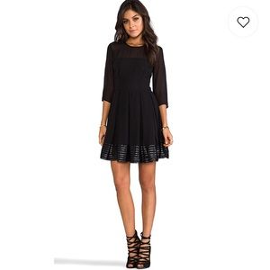 INDIA CHIFFON AND MESH LONG SLEEVE DRESS IN BLACK